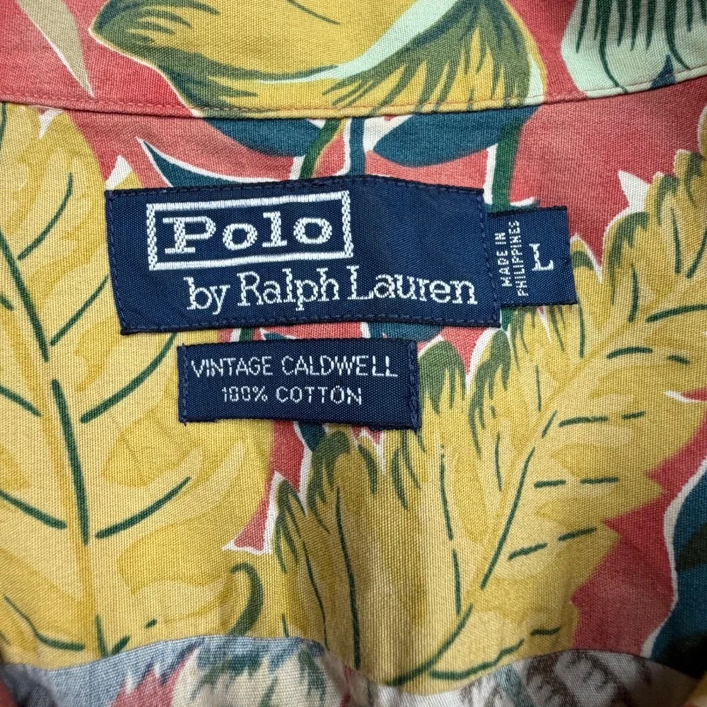 Polo Ralph Lauren Vintage‎ Caldwell Camp Shirt Mens  Tropical Floral Cotton Sz L